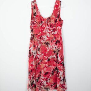 East 5th Womens Floral Babydoll Midi Dress Size 12 Sleeveless‎ Artsy Y2K